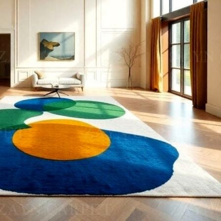 Handcrafted Color Block Circle Modern Living Room Rug
